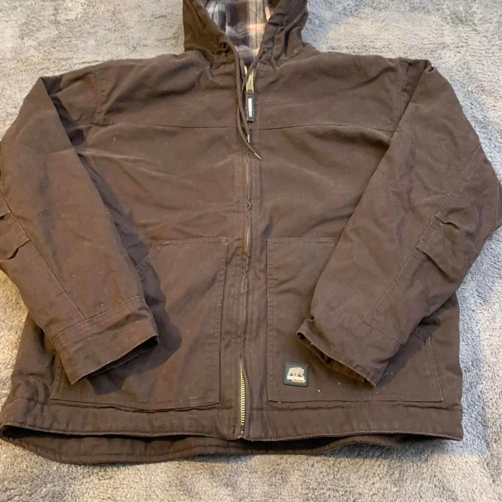 Brown Carhartt Like Blanket‎ lined Workwear hooded jacket